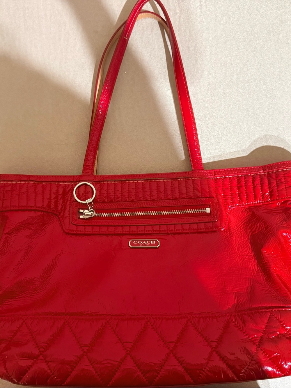 Coach Red Patent Leather Tote